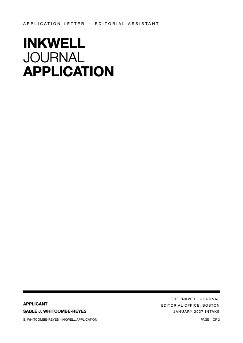 Typographic only application letter